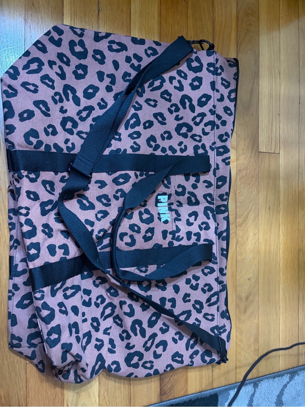 PINK Victoria's Secret Pink Leopard Print Travel Duffel - Brown & Black